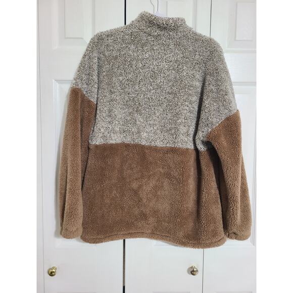 Merokeety large women's sherpa partial zip sweater - Picture 5 of 10